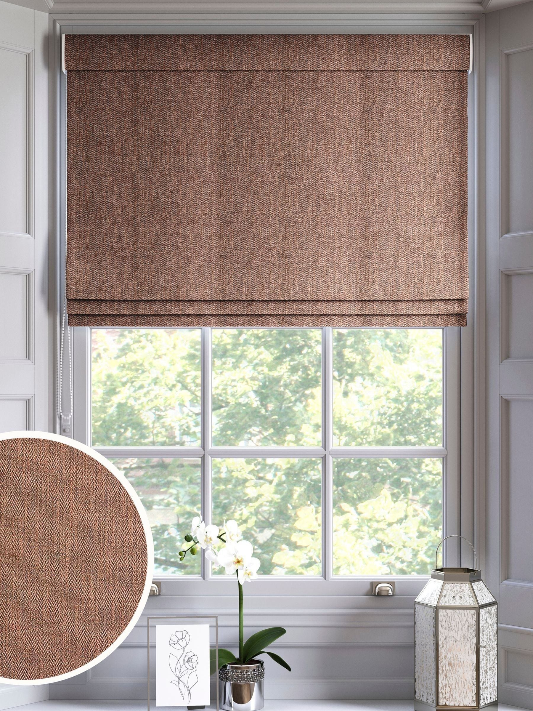 Orange Knit Roman blind made to measure, UK version
