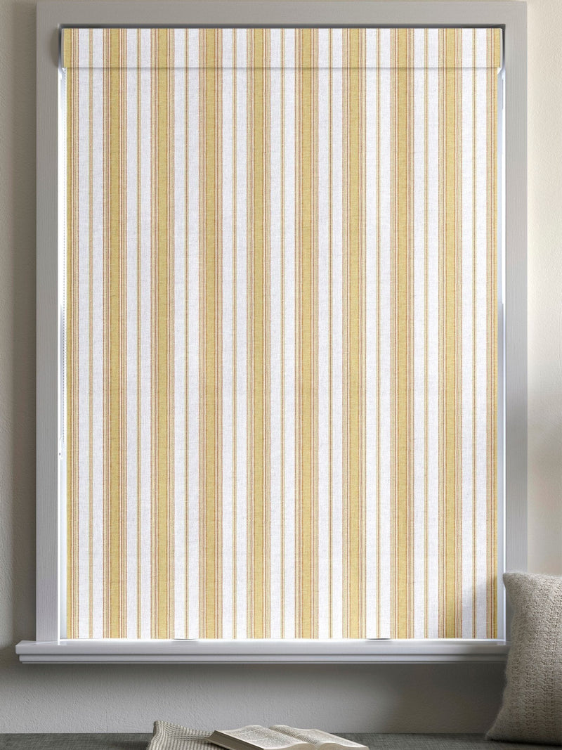 Yellow Balthica Roman Blind stripes embroidered design custom size, UK version
