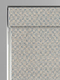 Blue Small Geo roman blind with geometric pattern, imported from the UK