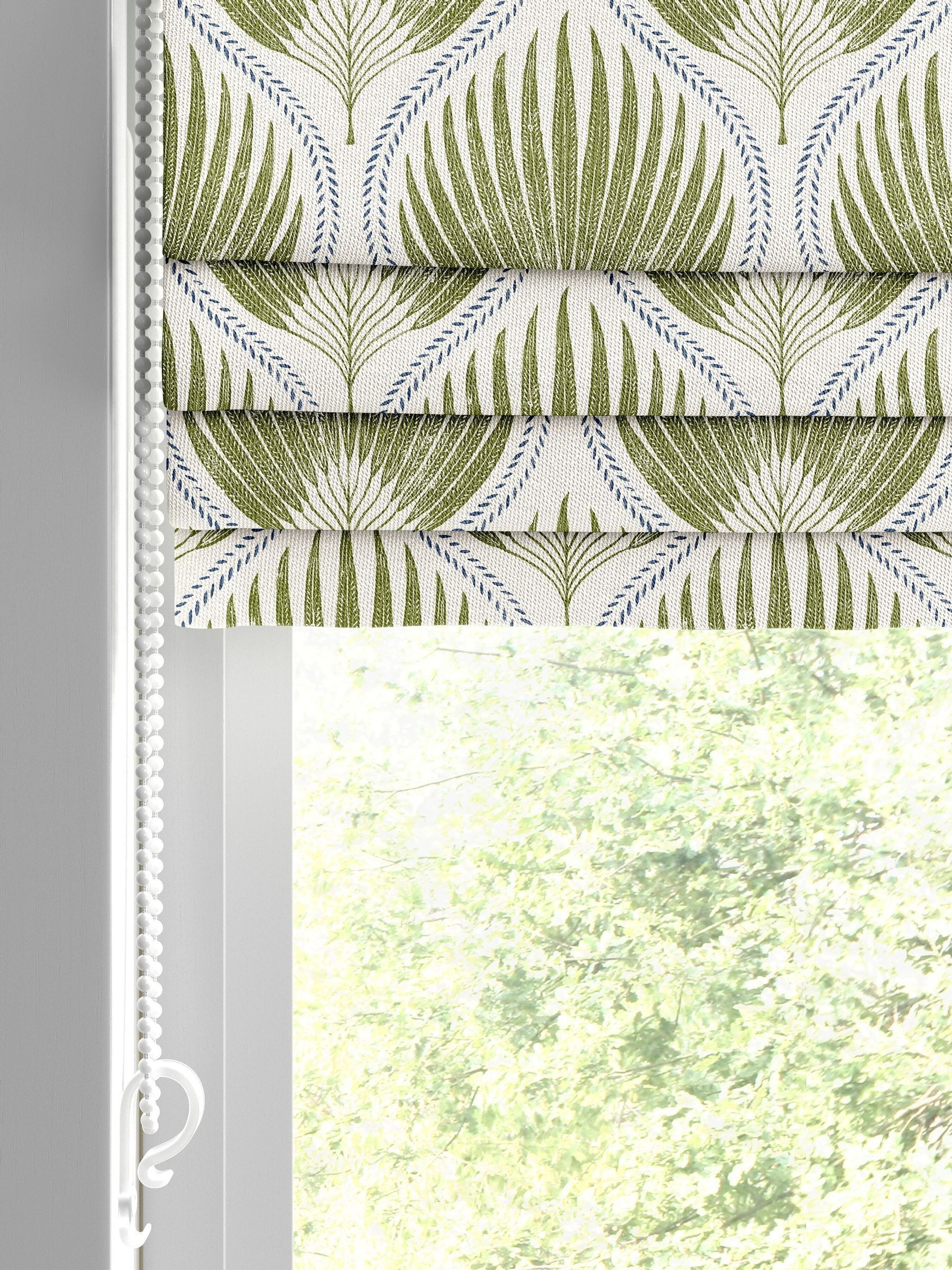 Poale Green Poale Roman blind with leafy cotton design, UK version
