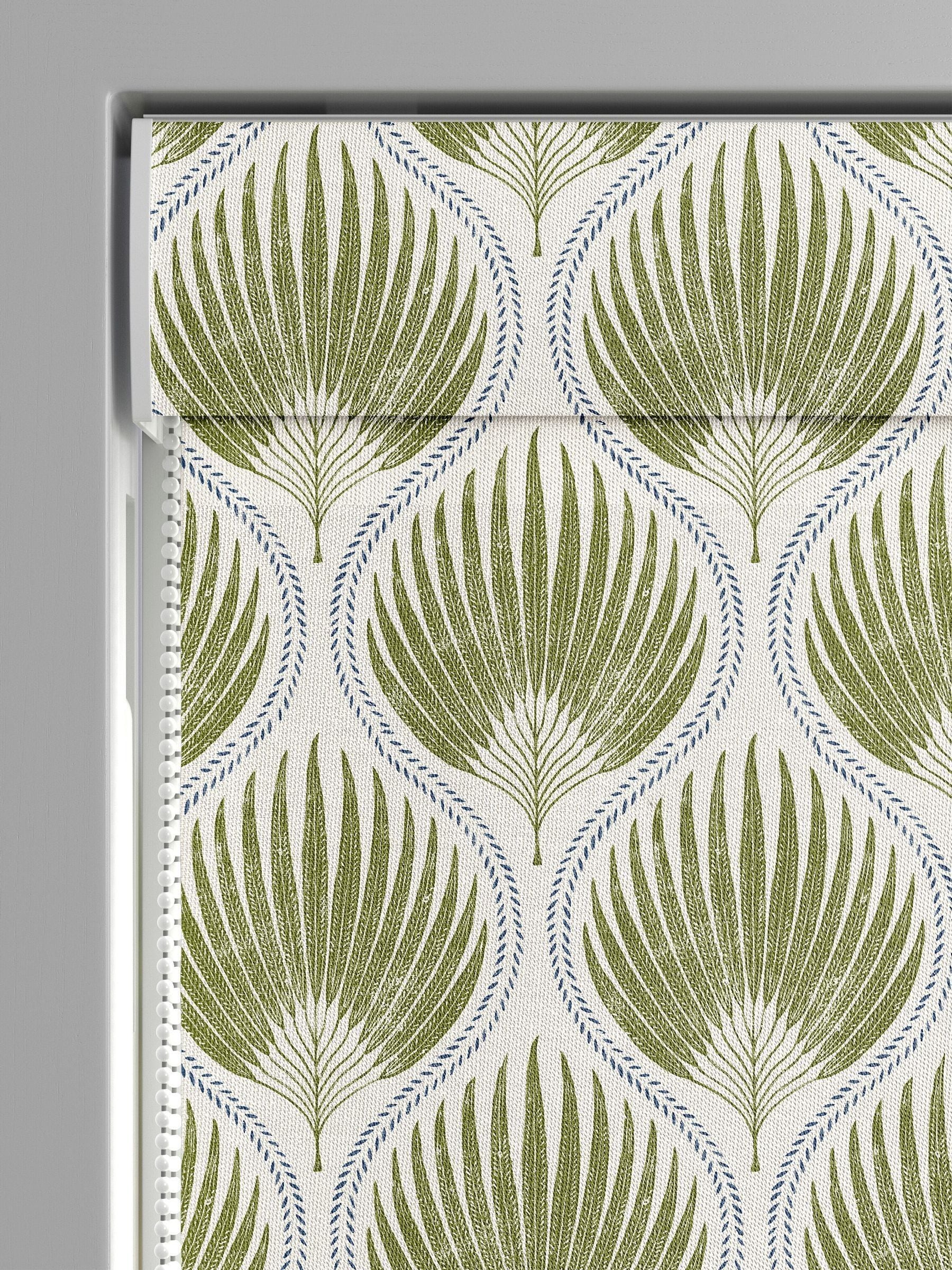 Poale Green Poale Roman blind with leafy cotton design, UK version