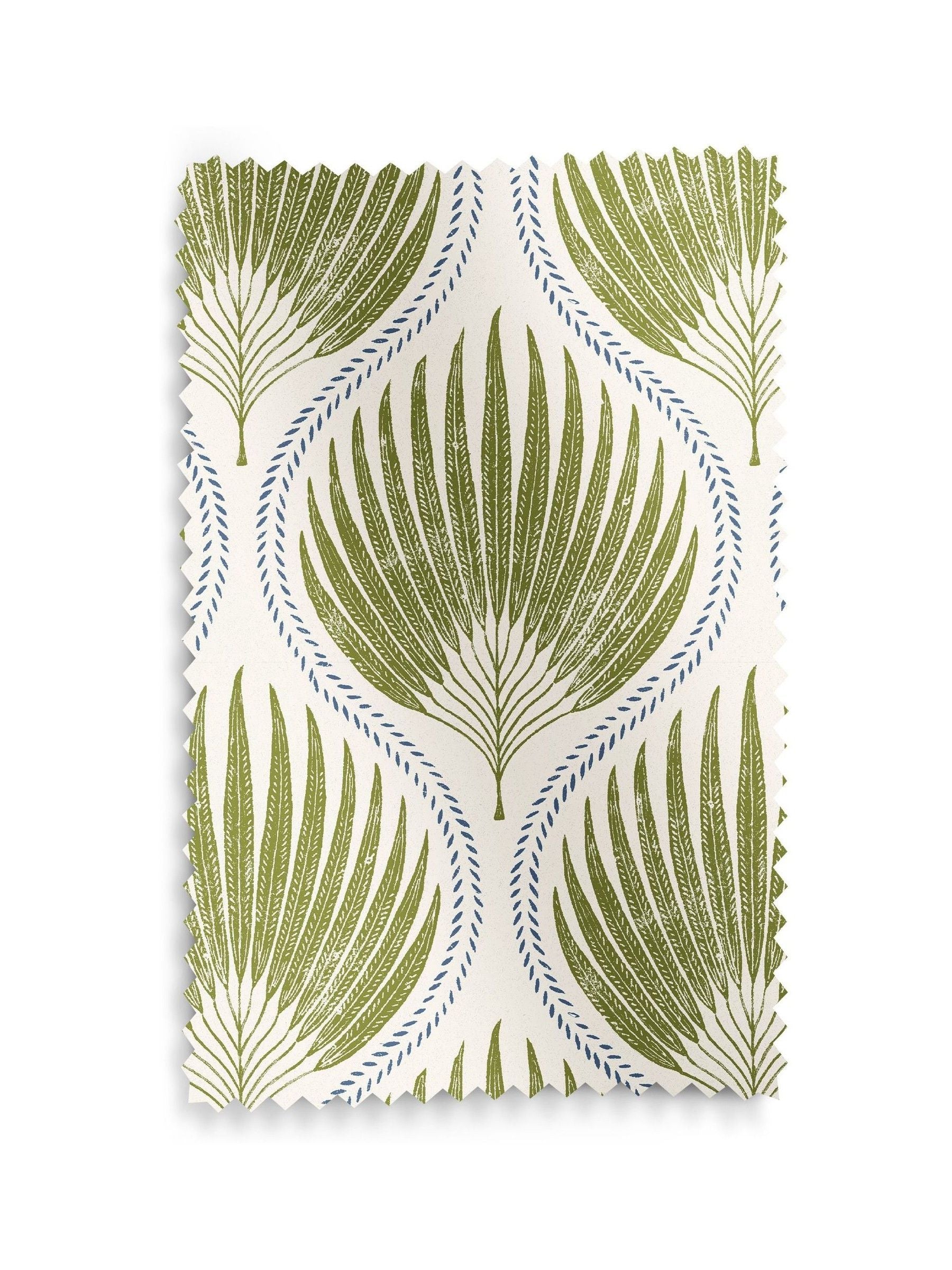 Poale Green Poale Roman blind with leafy cotton design, UK version