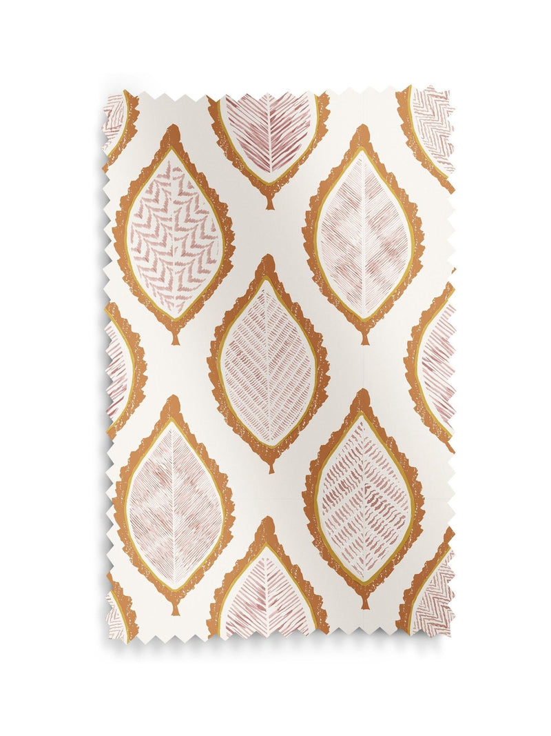 Orange Mesop roman blind leaf print, imported from the UK