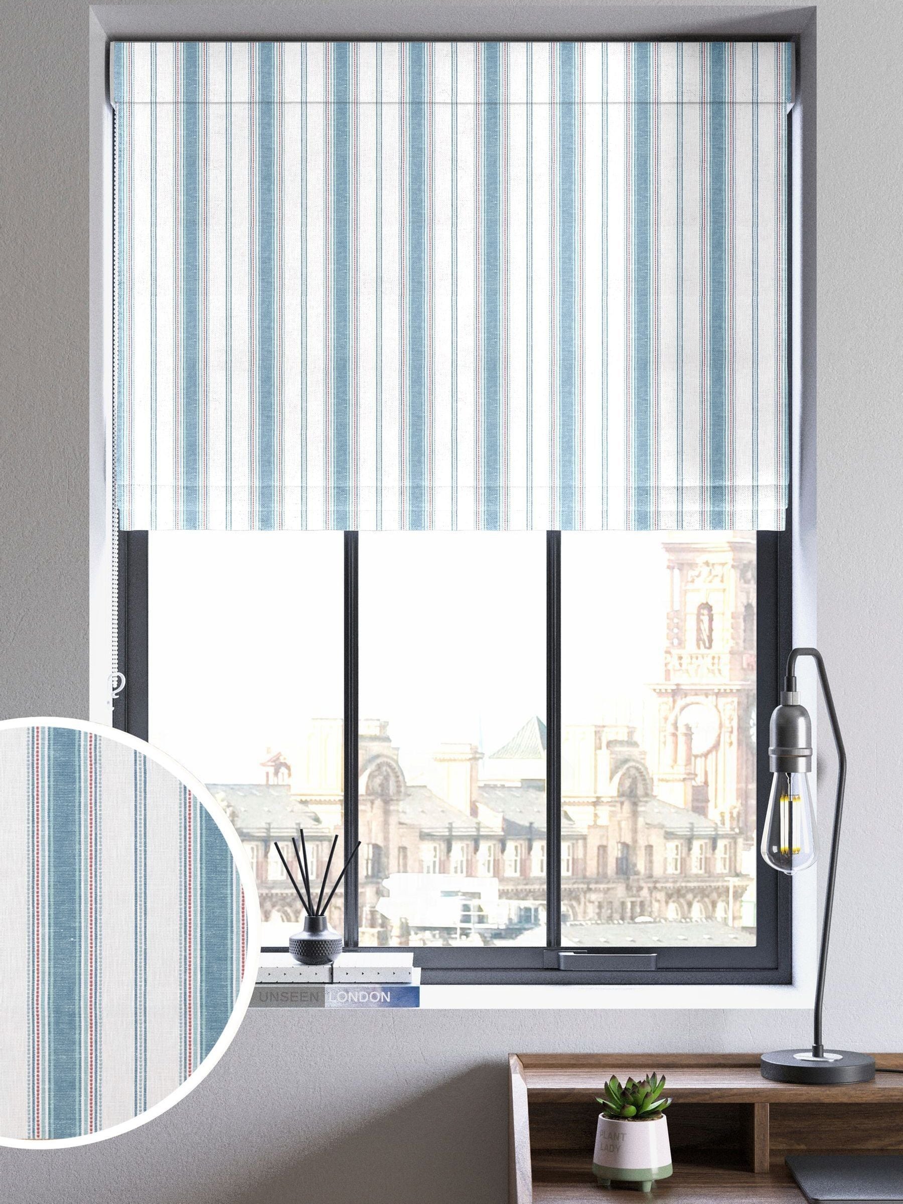Balthica blue striped roman blind, UK version