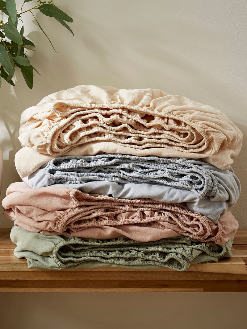Martex Ice Blue Touch of Linen fitted sheet, imported from the UK