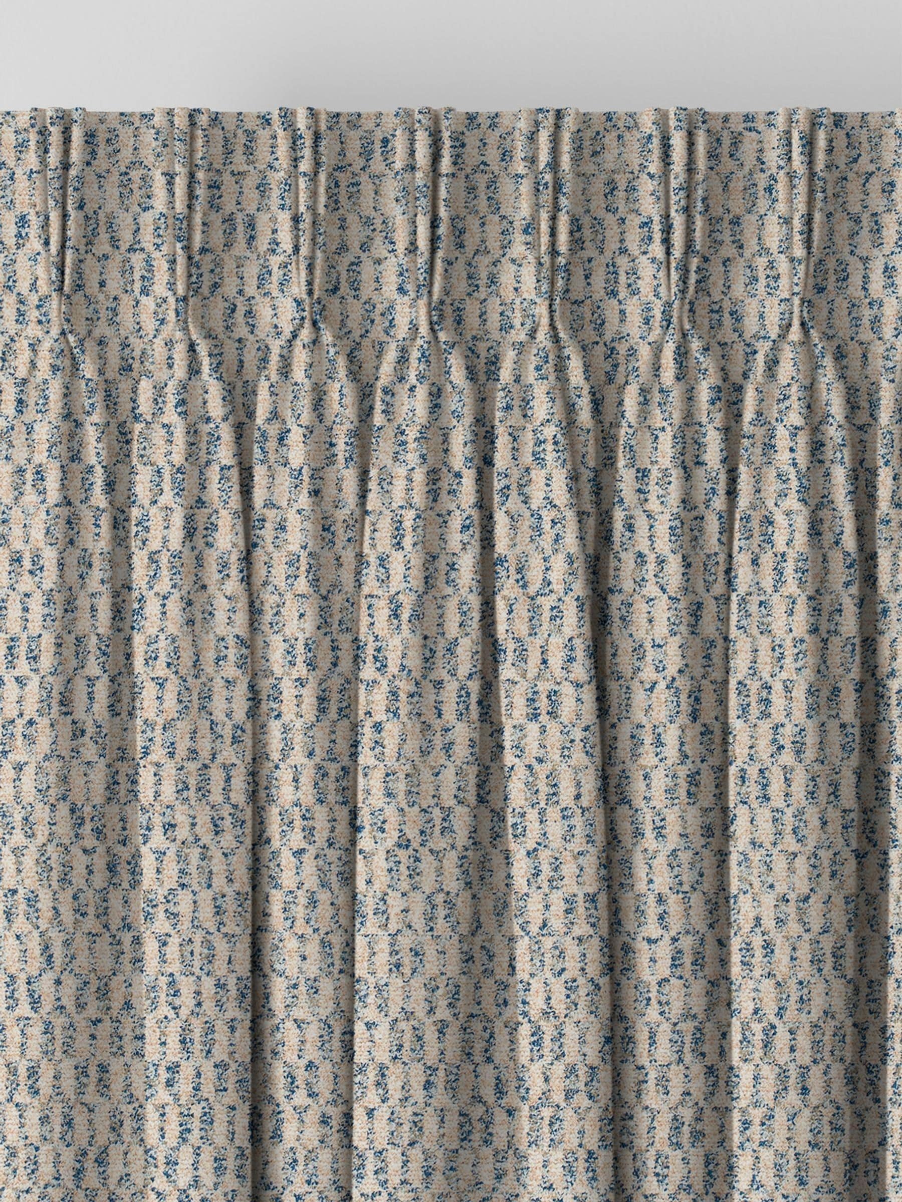 Blue geometric curtains made to measure - British product