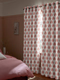 Poale red made to measure curtains with leafy print, UK version