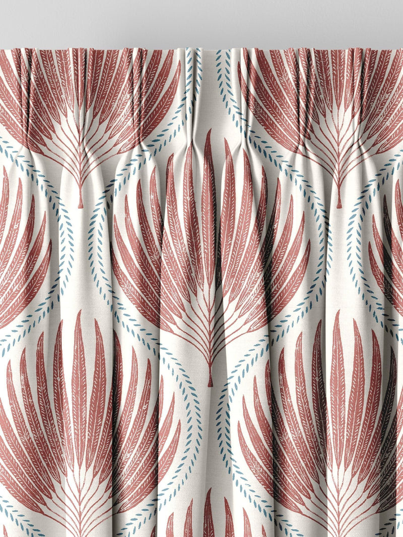 Poale red made to measure curtains with leafy print, UK version