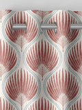 Poale red made to measure curtains with leafy print, UK version