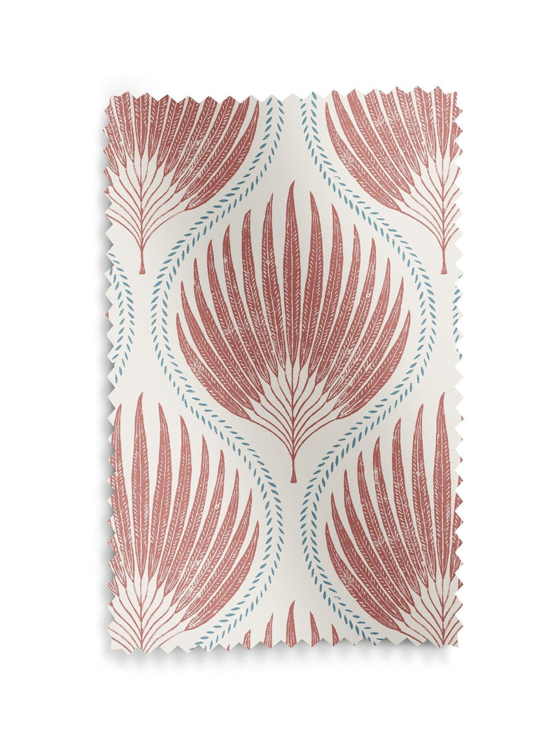 Poale red made to measure curtains with leafy print, UK version