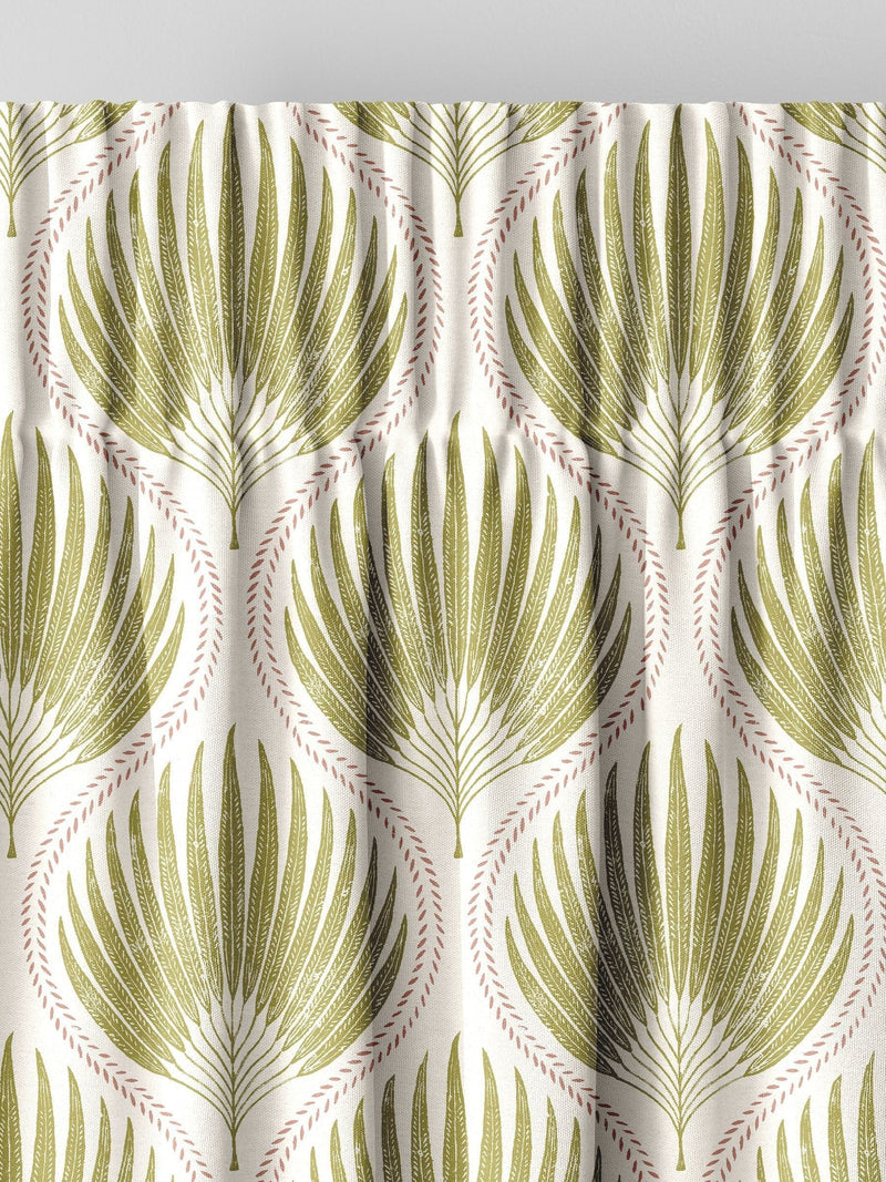 Poale green cotton curtains leaf print, UK version