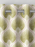 Poale green cotton curtains leaf print, UK version