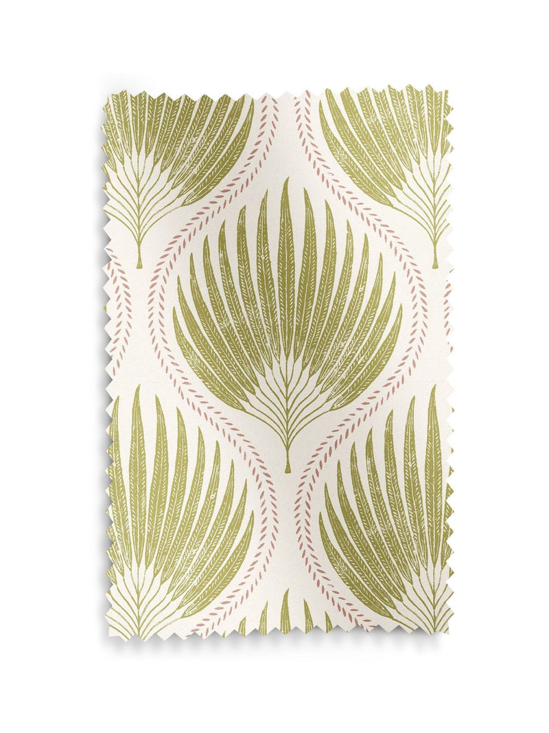 Poale green cotton curtains leaf print, UK version