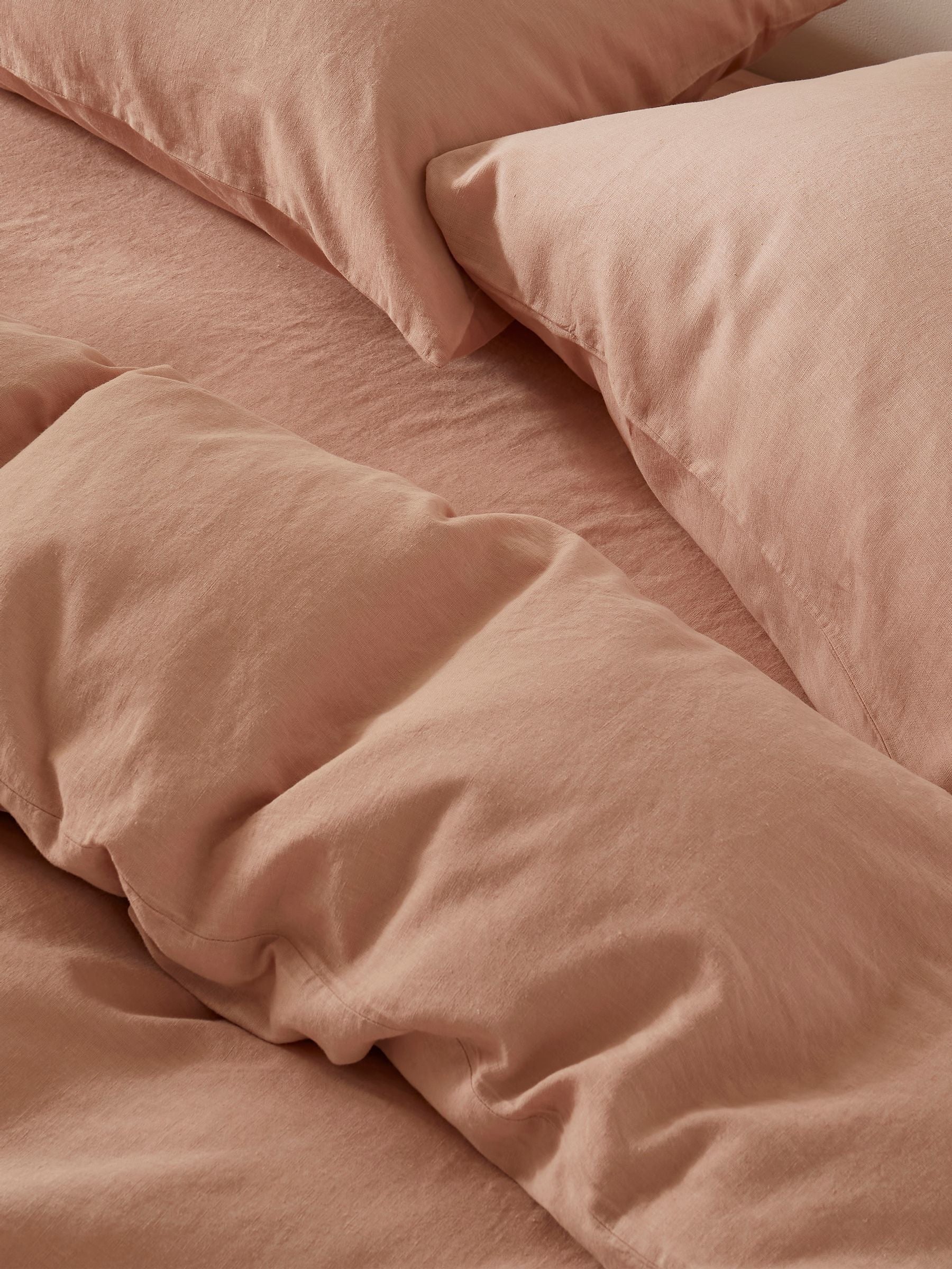 Martex Seashell Pink Touch of Linen Pillowcases Pair, imported from the UK