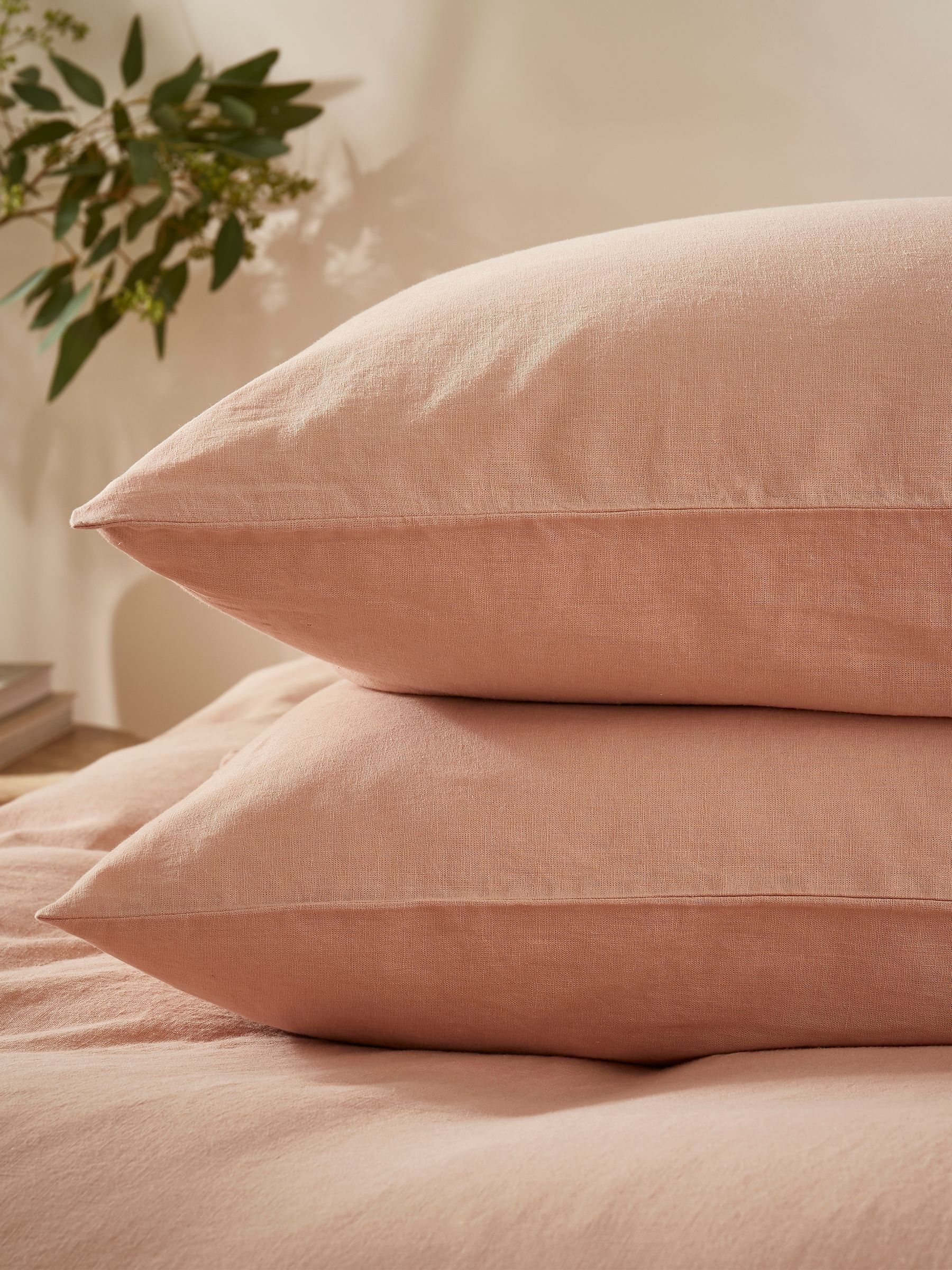 Martex Seashell Pink Touch of Linen Pillowcases Pair, imported from the UK
