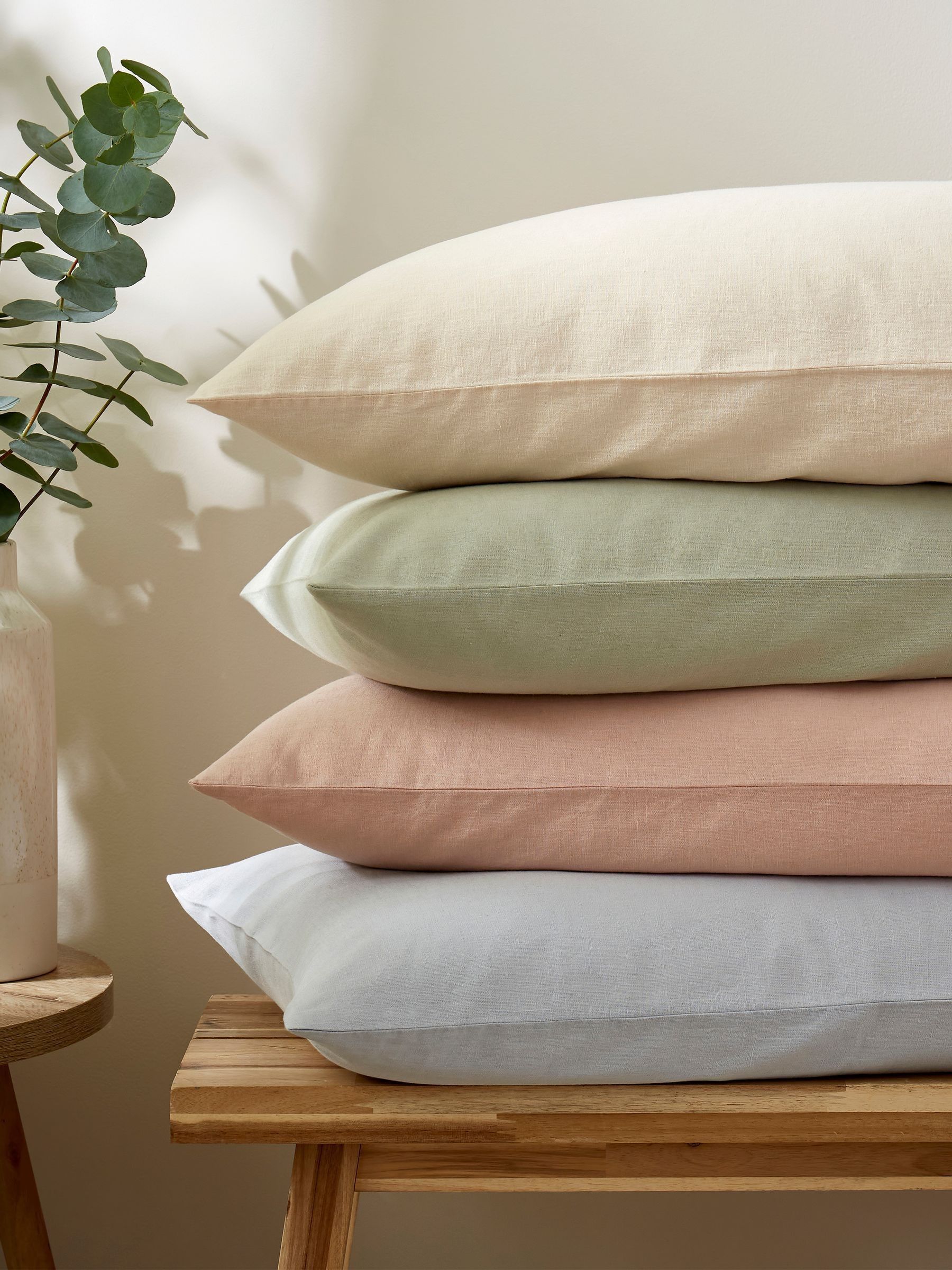 Martex Seashell Pink Touch of Linen Pillowcases Pair, imported from the UK