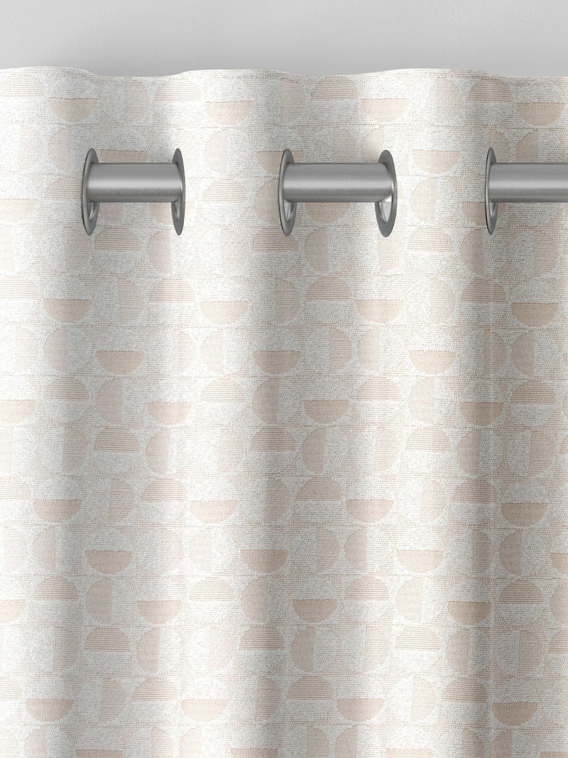 Natural cosy jacquard curtain with geometric pattern (British brand)