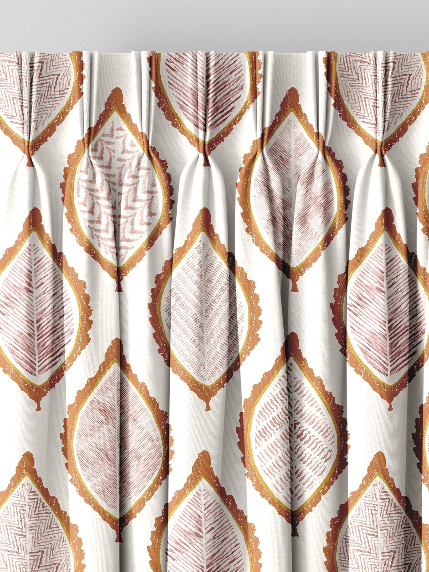 Mesop made to measure curtains with orange leaf print - British product