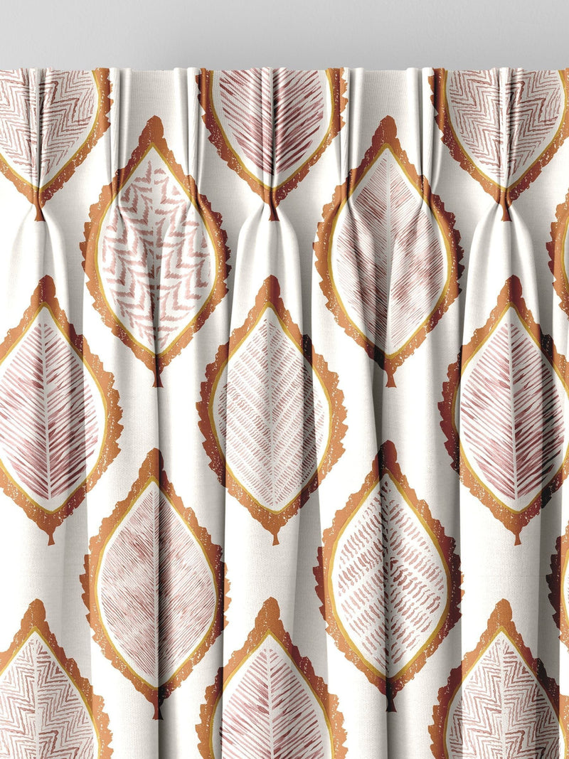 Mesop made to measure curtains with orange leaf print - British product