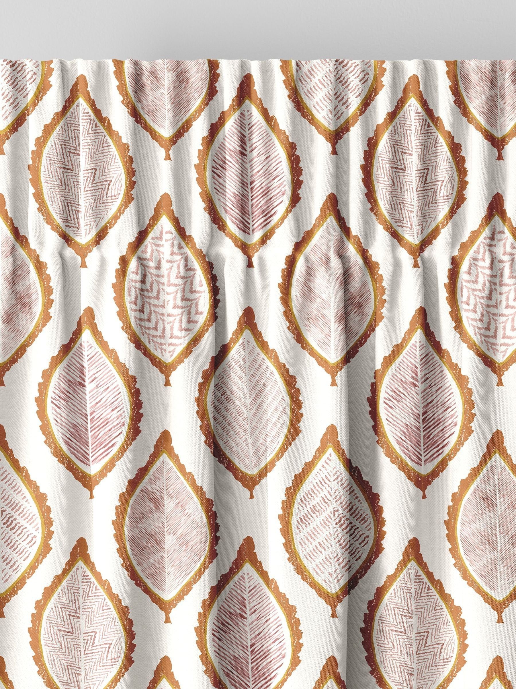 Mesop made to measure curtains with orange leaf print - British product