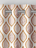 Mesop made to measure curtains with orange leaf print - British product