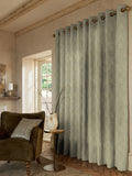 Green knit made-to-measure curtains with herringbone design, UK version