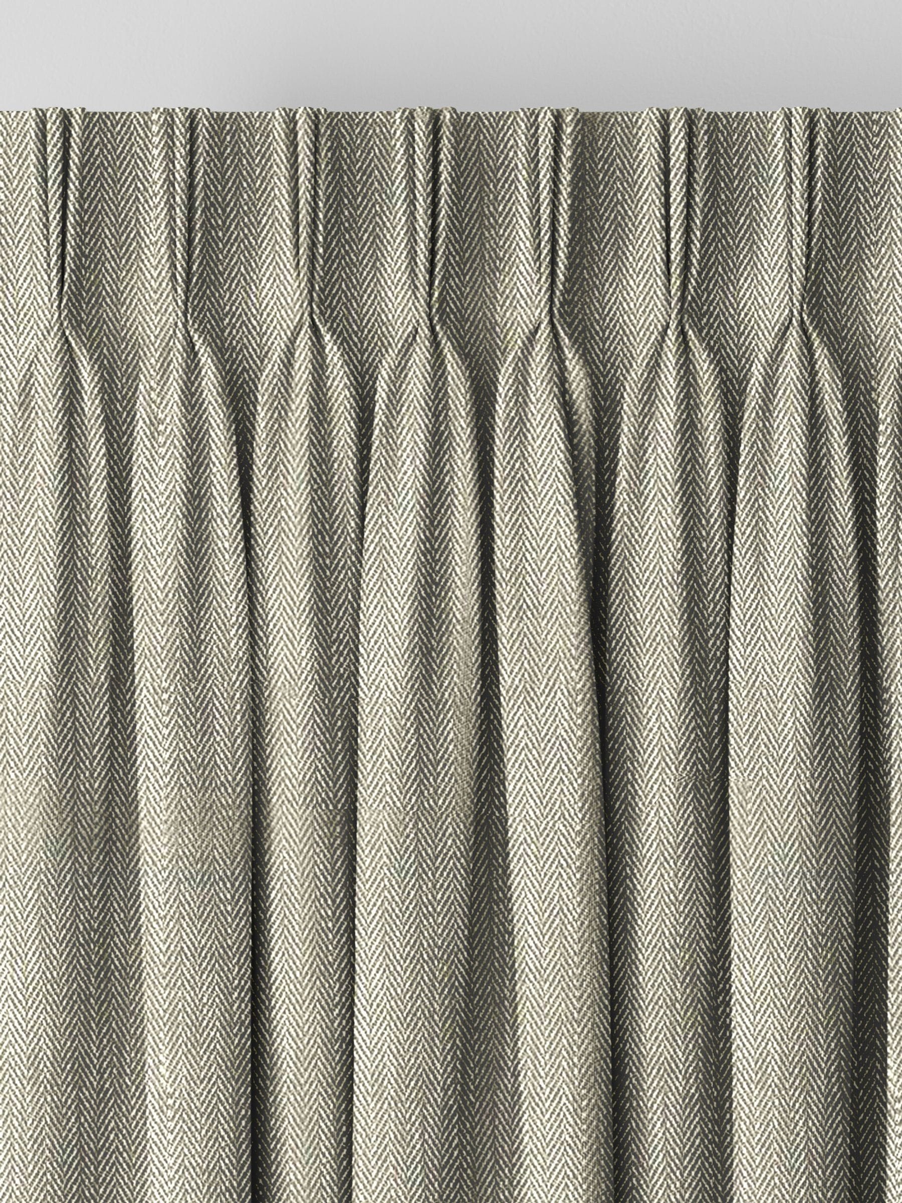 Green knit made-to-measure curtains with herringbone design, UK version