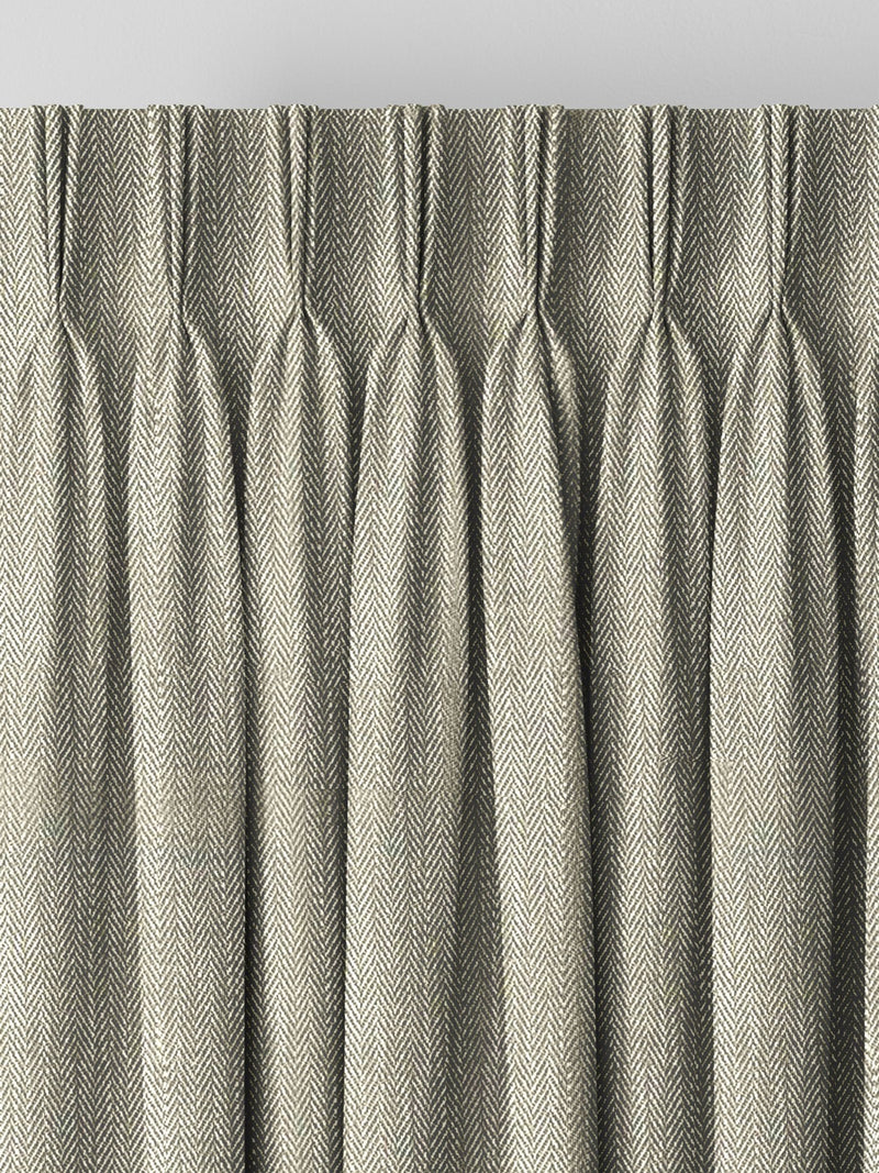 Green knit made-to-measure curtains with herringbone design, UK version