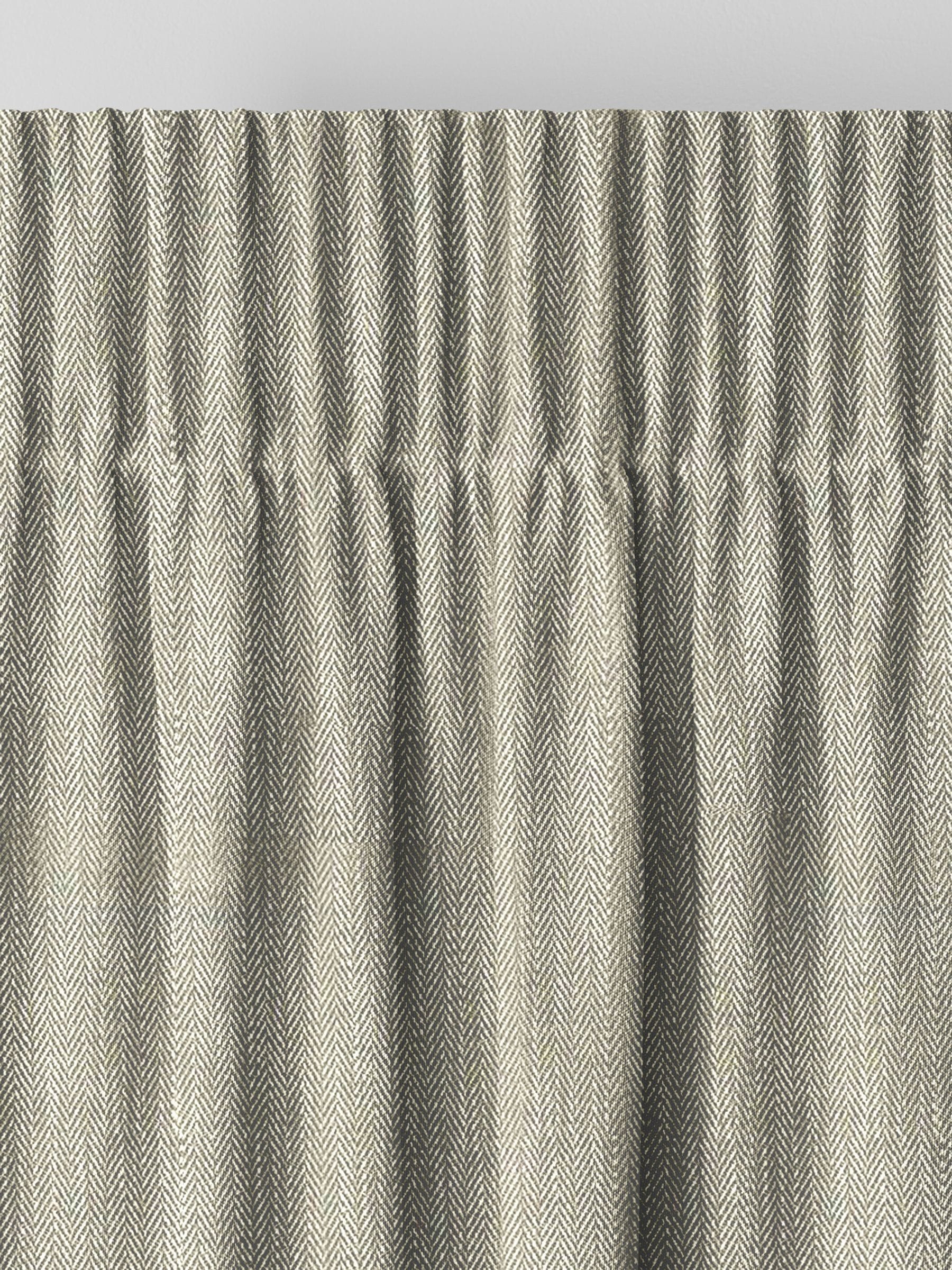 Green knit made-to-measure curtains with herringbone design, UK version