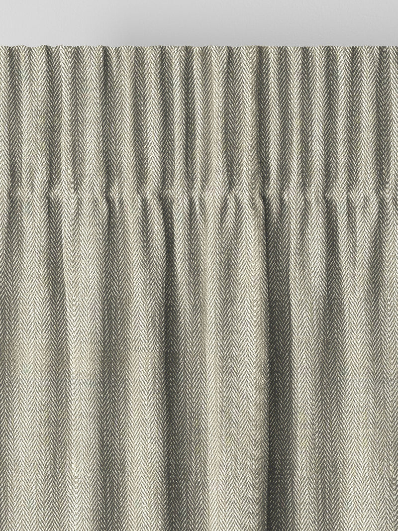 Green knit made-to-measure curtains with herringbone design, UK version