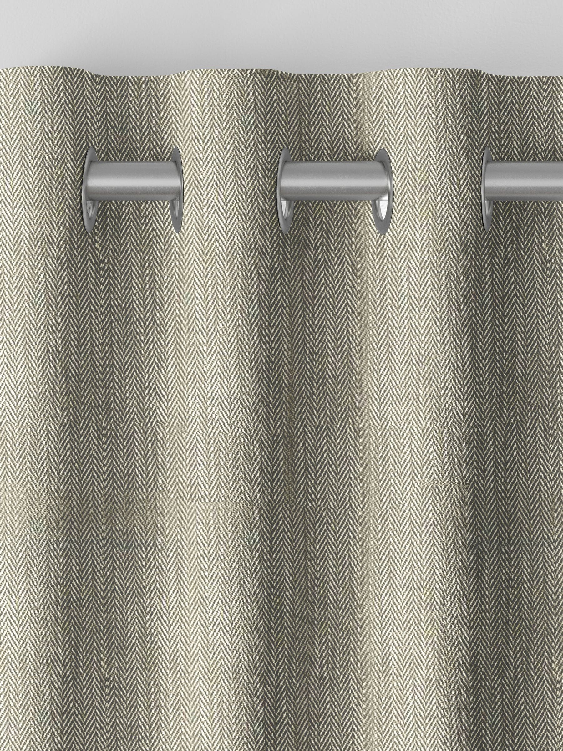 Green knit made-to-measure curtains with herringbone design, UK version