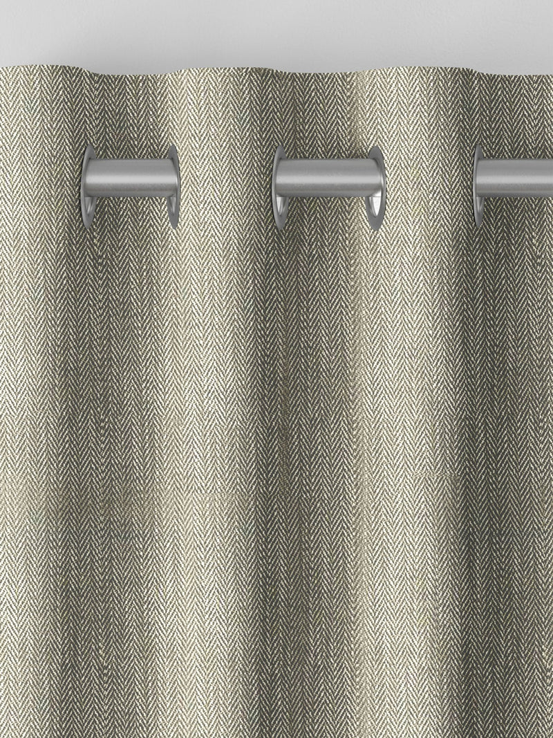 Green knit made-to-measure curtains with herringbone design, UK version