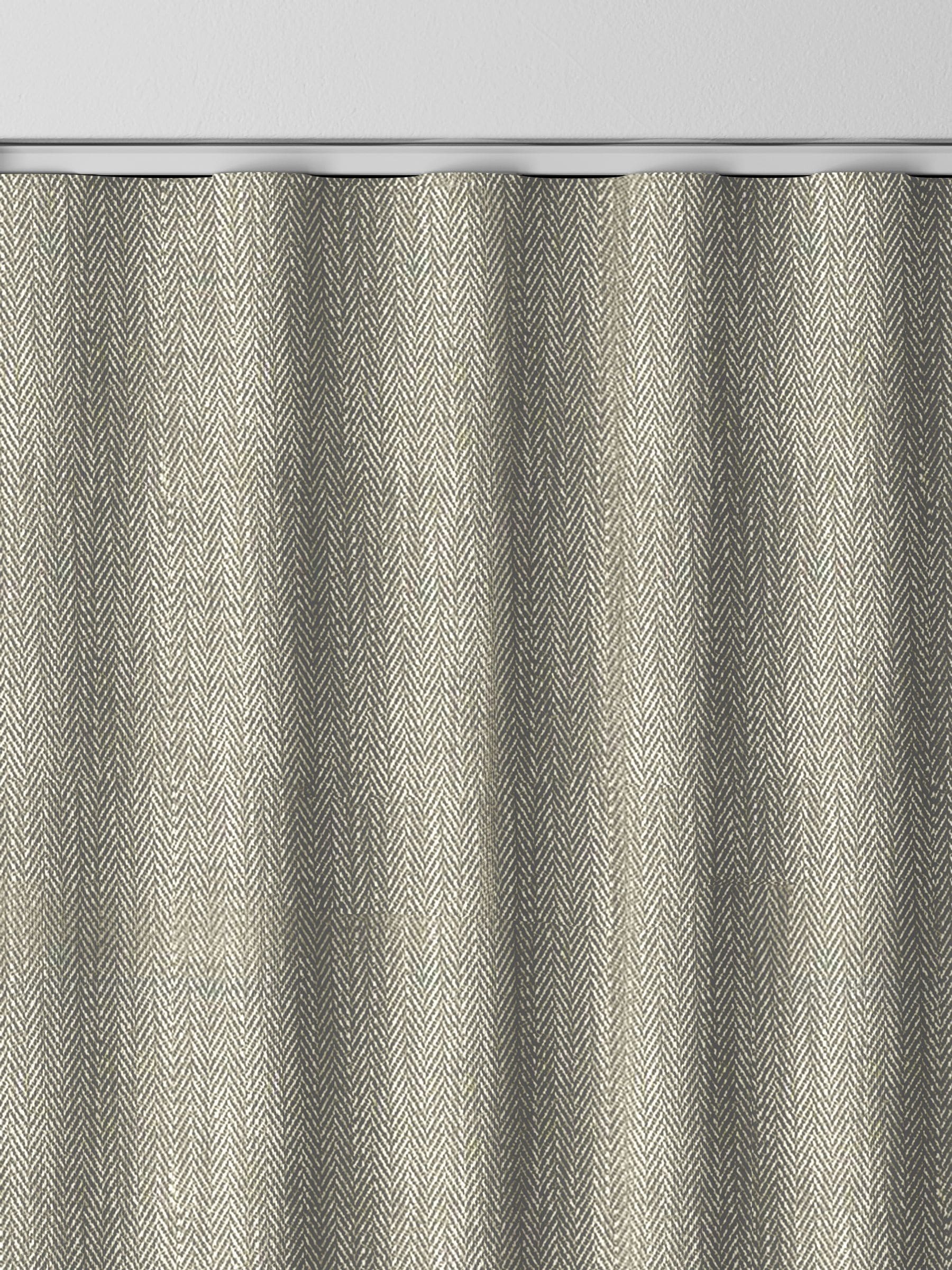 Green knit made-to-measure curtains with herringbone design, UK version