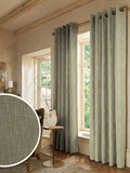 Green knit made-to-measure curtains with herringbone design, UK version