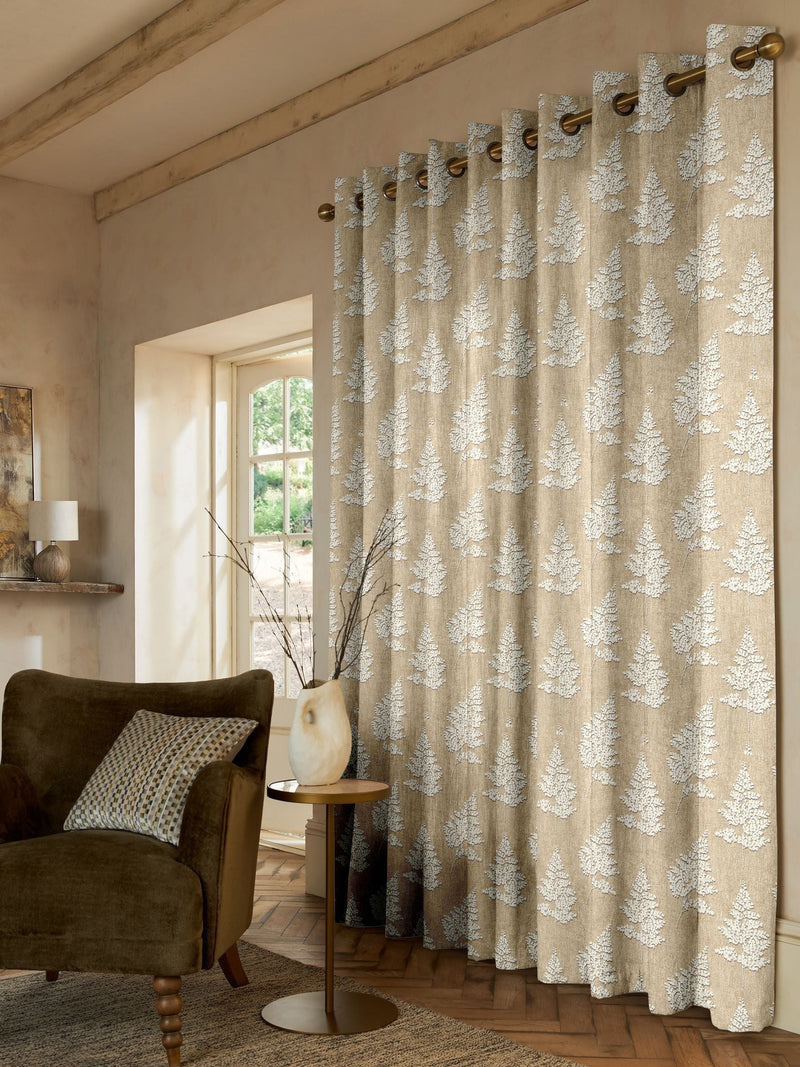 Natural Midori made to measure grey jacquard curtains (British brand)
