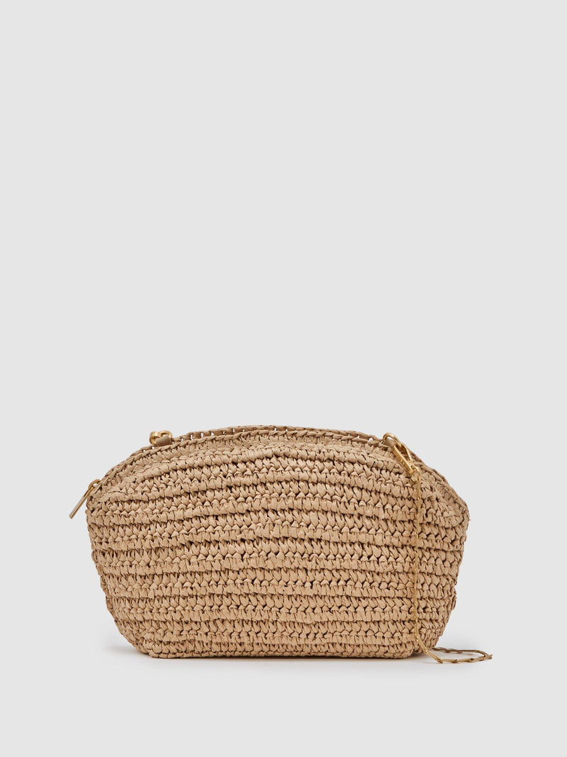 Reiss Natural Fern raffia-effect clutch bag, UK version