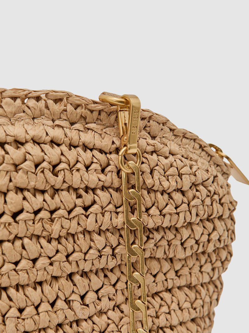 Reiss Natural Fern raffia-effect clutch bag, UK version