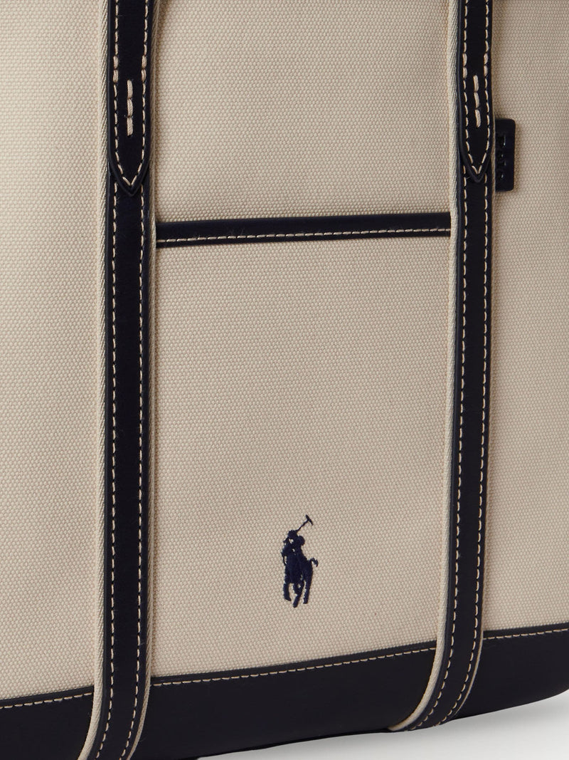 Polo Ralph Lauren canvas and leather shopper tote bag, imported from the UK