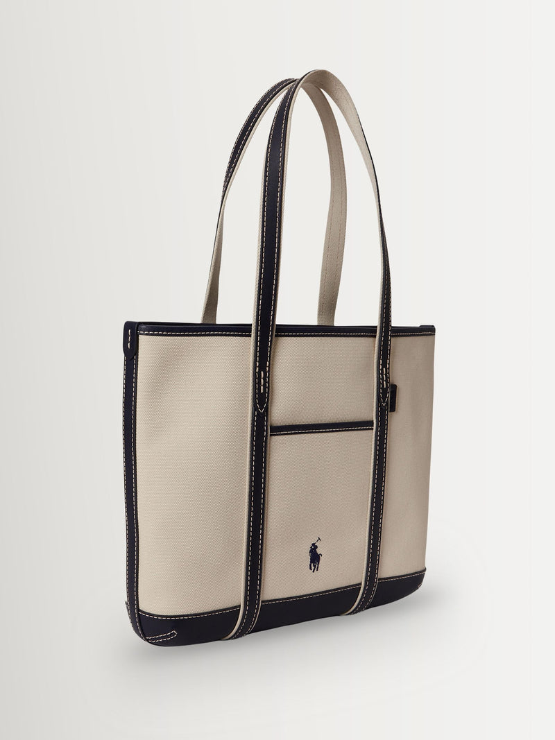 Polo Ralph Lauren canvas and leather shopper tote bag, imported from the UK