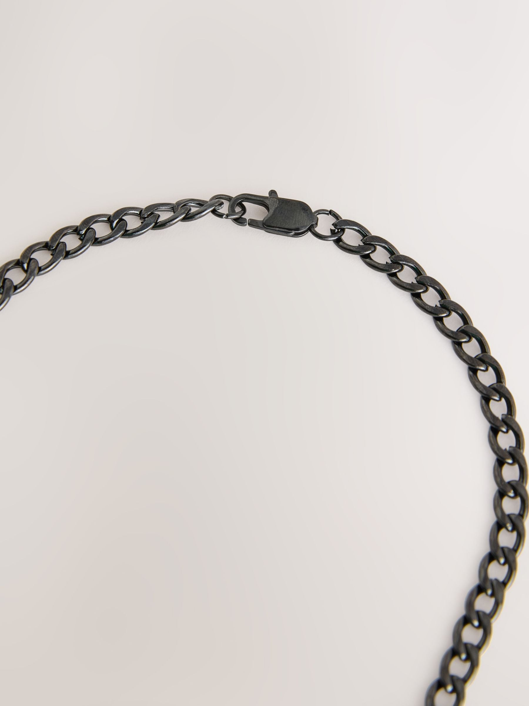 Silver Tone Stainless Steel Curb Chain Necklace