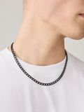 Silver Tone Stainless Steel Curb Chain Necklace
