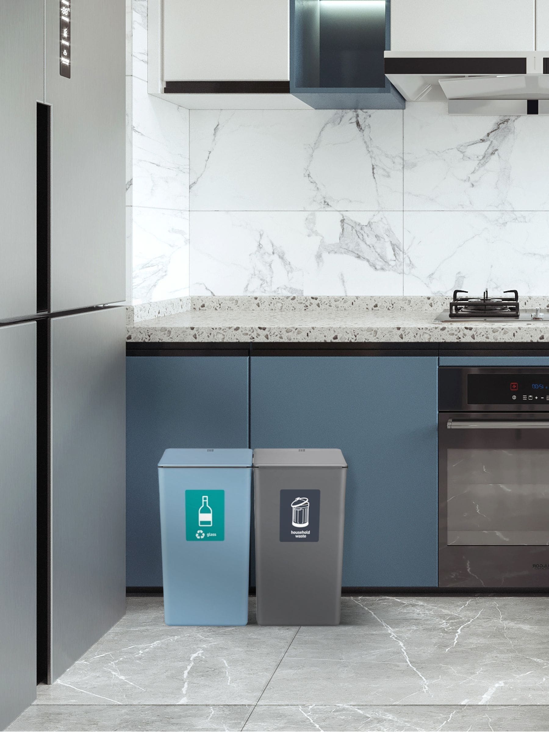 Eko Titanium Blue Morandi Touch Bin 20L