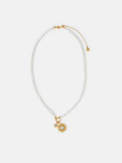 Next Gold Tone Mother of Pearl Sun Bead Necklace with Lobster Clasp and Extender- Buy online at McGrocer