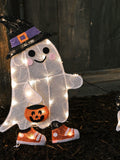 Lights4fun white ghost walking dog LED decoration 50cm - British product
