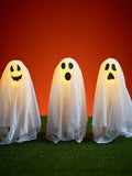 Lights4fun 3 white ghost stake lights 40cm, imported from the UK