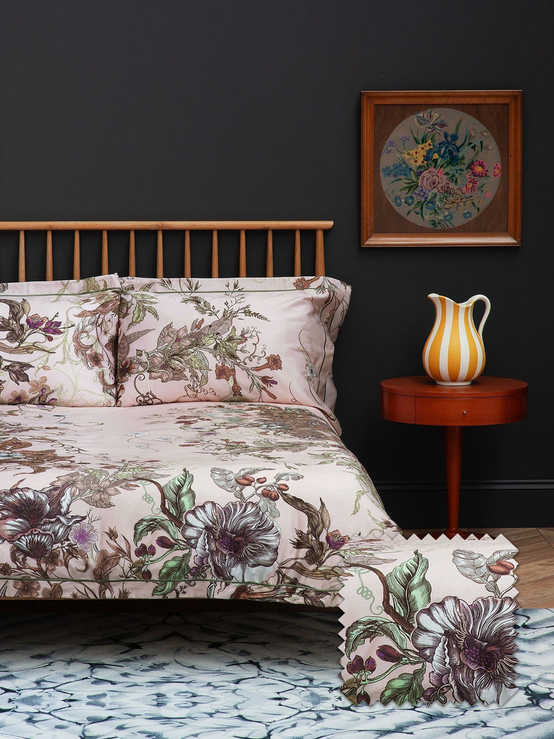 Timorous Beasties Opal Natural Opera Botanica duvet cover and pillowcase set (British brand)