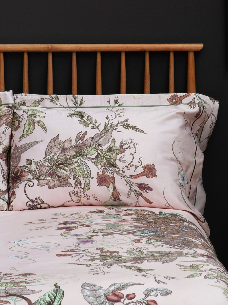 Timorous Beasties Opal Natural Opera Botanica duvet cover and pillowcase set (British brand)