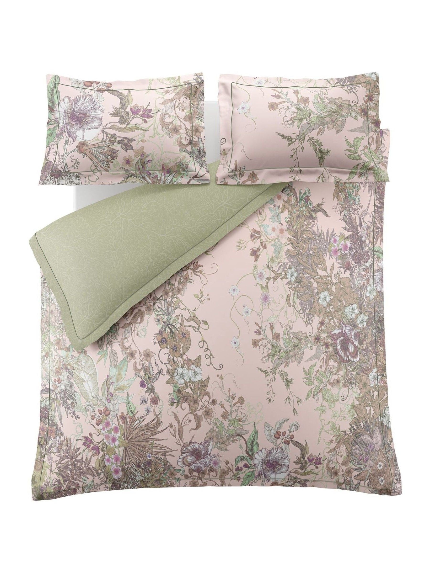 Timorous Beasties Opal Natural Opera Botanica duvet cover and pillowcase set (British brand)