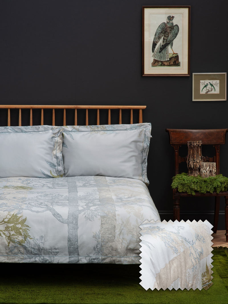 Timorous Beasties Lichen Green Norwegian Wood duvet cover and pillowcase set (British brand)