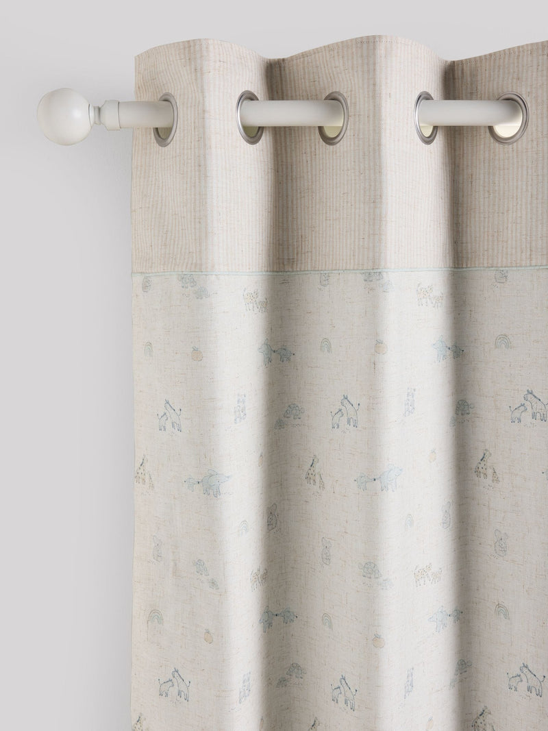 Neutral mini jungle eyelet blackout curtains (British brand)
